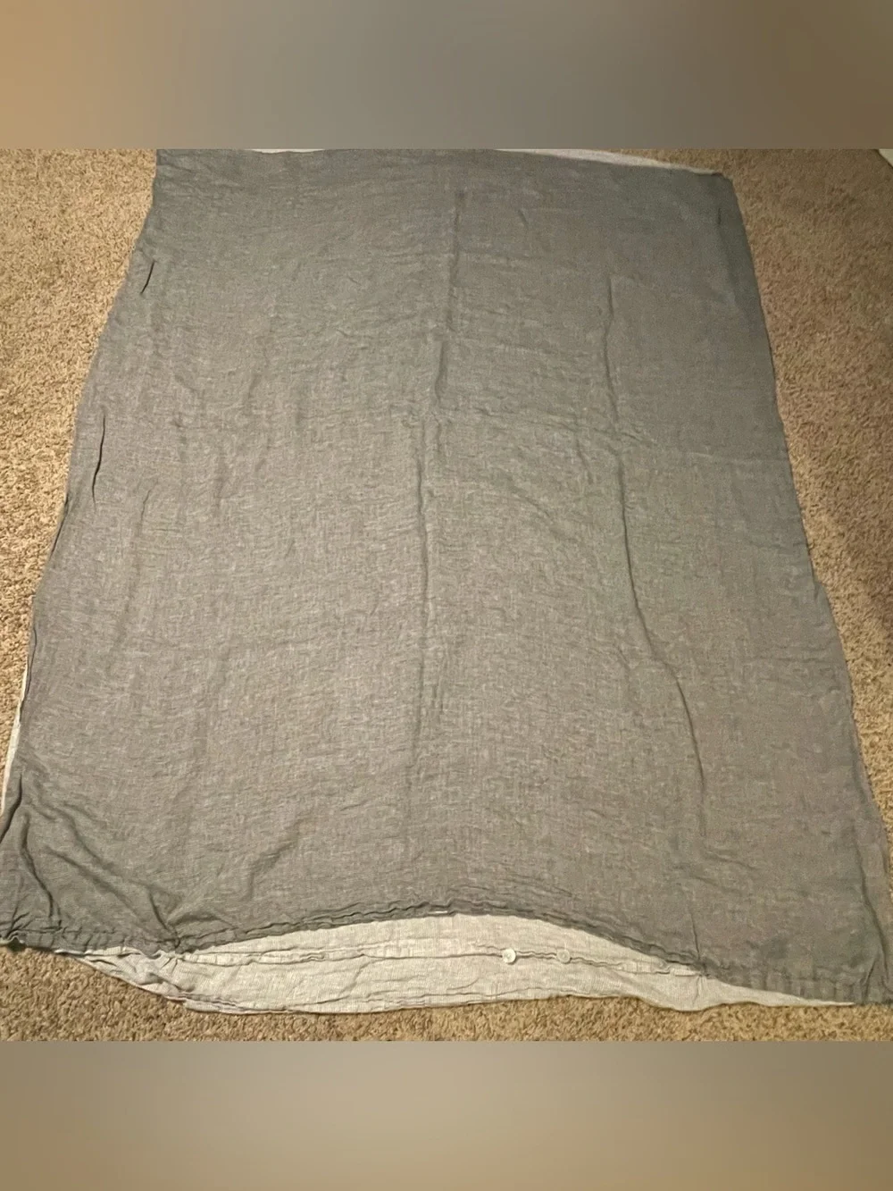 Crate and Barrel Hemp tiny check grey twin duvet cover